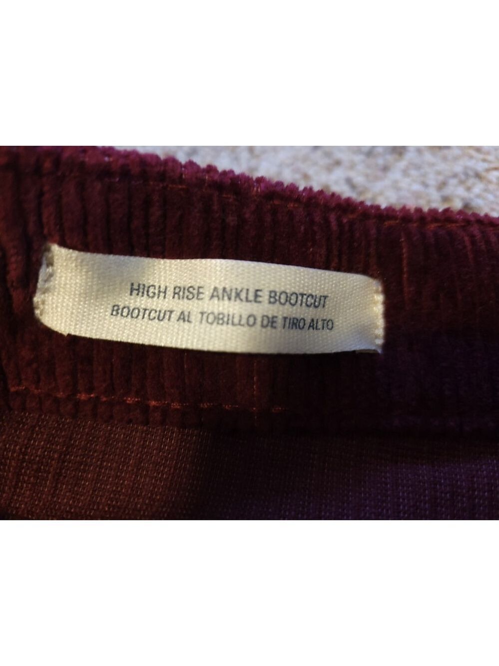 Universal Thread Burgundy Corduroy Pants Ankle Bootcut 2R - Picture 6 of 9